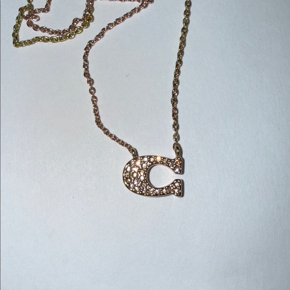 Coach Two-Tone Gold and Rose Gold C Necklace - Picture 3 of 5